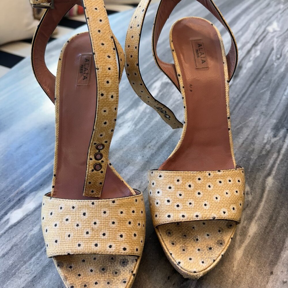 Alia Flower Dot Platform Ankle Strap Sandals